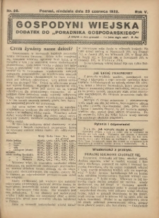 Gospodyni Wiejska: dodatek do &bdquo;Poradnika Gospodarskiego&rdquo; 1922.06.25 R.5 Nr26