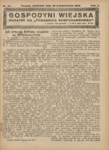 Gospodyni Wiejska: dodatek do &bdquo;Poradnika Gospodarskiego&rdquo; 1922.10.29 R.5 Nr44