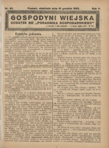 Gospodyni Wiejska: dodatek do &bdquo;Poradnika Gospodarskiego&rdquo; 1922.12.10 R.5 Nr50