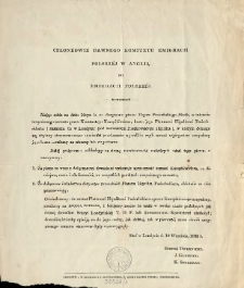 Członkowie dawnego Komitetu Emigracii Polskiéj w Anglii, do Emigracii Polskiéj