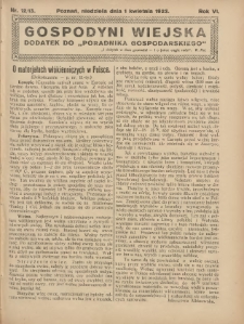 Gospodyni Wiejska: dodatek do &bdquo;Poradnika Gospodarskiego&rdquo; 1923.04.01 R.6 Nr12-13