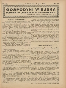 Gospodyni Wiejska: dodatek do &bdquo;Poradnika Gospodarskiego&rdquo; 1923.07.08 R.6 Nr27