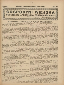 Gospodyni Wiejska: dodatek do &bdquo;Poradnika Gospodarskiego&rdquo; 1923.07.22 R.6 Nr29