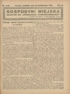Gospodyni Wiejska: dodatek do &bdquo;Poradnika Gospodarskiego&rdquo; 1923.10.21 R.6 Nr41-42