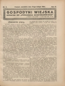 Gospodyni Wiejska: dodatek do &bdquo;Poradnika Gospodarskiego&rdquo; 1924.02.10 R.9 Nr6