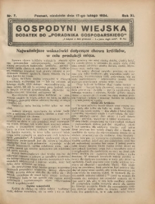 Gospodyni Wiejska: dodatek do &bdquo;Poradnika Gospodarskiego&rdquo; 1924.02.17 R.11 Nr7