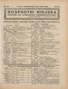 Gospodyni Wiejska: dodatek do &bdquo;Poradnika Gospodarskiego&rdquo; 1924.03.02 R.11 Nr8-9