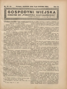Gospodyni Wiejska: dodatek do &bdquo;Poradnika Gospodarskiego&rdquo; 1924.04.06 R.11 Nr12-14