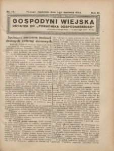 Gospodyni Wiejska: dodatek do &bdquo;Poradnika Gospodarskiego&rdquo; 1924.06.01 R.11 Nr22