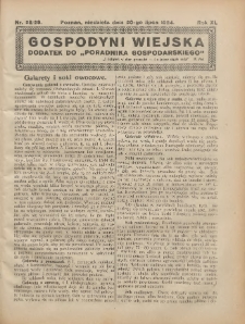 Gospodyni Wiejska: dodatek do &bdquo;Poradnika Gospodarskiego&rdquo; 1924.07.20 R.11 Nr28-29