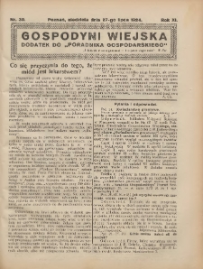 Gospodyni Wiejska: dodatek do &bdquo;Poradnika Gospodarskiego&rdquo; 1924.07.27 R.11 Nr30