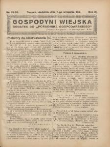 Gospodyni Wiejska: dodatek do &bdquo;Poradnika Gospodarskiego&rdquo; 1924.09.07 R.11 Nr35-36
