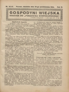 Gospodyni Wiejska: dodatek do &bdquo;Poradnika Gospodarskiego&rdquo; 1924.10.26 R.11 Nr42-43