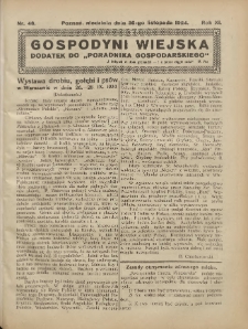Gospodyni Wiejska: dodatek do &bdquo;Poradnika Gospodarskiego&rdquo; 1924.11.30 R.11 Nr48