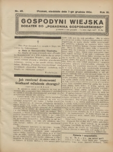 Gospodyni Wiejska: dodatek do &bdquo;Poradnika Gospodarskiego&rdquo; 1924.12.07 R.11 Nr49