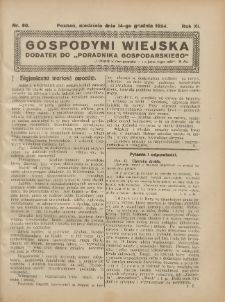 Gospodyni Wiejska: dodatek do &bdquo;Poradnika Gospodarskiego&rdquo; 1924.12.14 R.11 Nr50