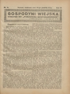 Gospodyni Wiejska: dodatek do &bdquo;Poradnika Gospodarskiego&rdquo; 1924.12.21 R.11 Nr51