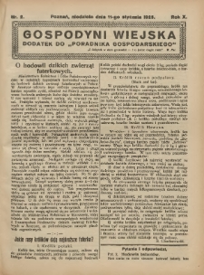 Gospodyni Wiejska: dodatek do &bdquo;Poradnika Gospodarskiego&rdquo; 1925.01.11 R.10 Nr2