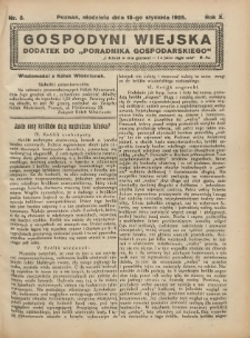 Gospodyni Wiejska: dodatek do &bdquo;Poradnika Gospodarskiego&rdquo; 1925.01.18 R.10 Nr3