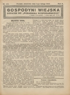 Gospodyni Wiejska: dodatek do &bdquo;Poradnika Gospodarskiego&rdquo; 1925.02.01 R.10 Nr4-5