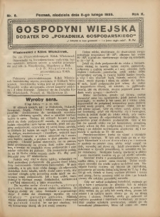 Gospodyni Wiejska: dodatek do &bdquo;Poradnika Gospodarskiego&rdquo; 1925.02.08 R.10 Nr6