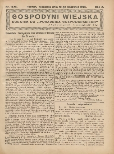 Gospodyni Wiejska: dodatek do &bdquo;Poradnika Gospodarskiego&rdquo; 1925.04.12 R.10 Nr14-15