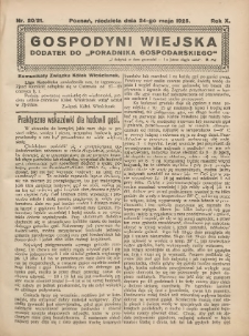Gospodyni Wiejska: dodatek do &bdquo;Poradnika Gospodarskiego&rdquo; 1925.05.24 R.10 Nr20-21
