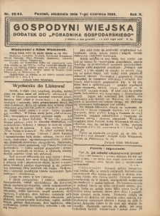 Gospodyni Wiejska: dodatek do &bdquo;Poradnika Gospodarskiego&rdquo; 1925.06.07 R.10 Nr22-23