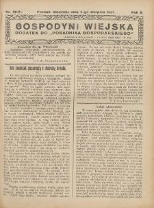 Gospodyni Wiejska: dodatek do &bdquo;Poradnika Gospodarskiego&rdquo; 1925.08.02 R.10 Nr30-31