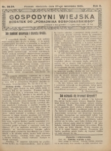 Gospodyni Wiejska: dodatek do &bdquo;Poradnika Gospodarskiego&rdquo; 1925.09.27 R.10 Nr38-39