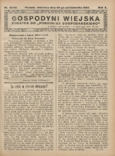 Gospodyni Wiejska: dodatek do &bdquo;Poradnika Gospodarskiego&rdquo; 1925.10.25 R.10 Nr42-43