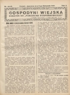 Gospodyni Wiejska: dodatek do &bdquo;Poradnika Gospodarskiego&rdquo; 1925.11.08 R.10 Nr44-45
