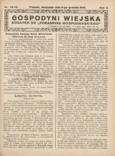 Gospodyni Wiejska: dodatek do &bdquo;Poradnika Gospodarskiego&rdquo; 1925.12.06 R.10 Nr48-49