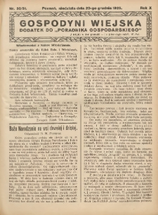 Gospodyni Wiejska: dodatek do &bdquo;Poradnika Gospodarskiego&rdquo; 1925.12.20 R.10 Nr50-51