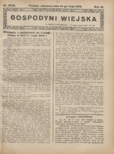 Gospodyni Wiejska: dodatek do &bdquo;Poradnika Gospodarskiego&rdquo; 1926.05.23 R.11 Nr20-21