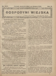Gospodyni Wiejska: dodatek do &bdquo;Poradnika Gospodarskiego&rdquo; 1926.08.01 R.11 Nr30-31
