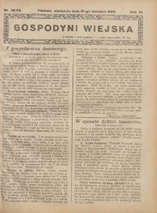 Gospodyni Wiejska: dodatek do &bdquo;Poradnika Gospodarskiego&rdquo; 1926.08.15 R.11 Nr32-33