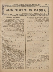 Gospodyni Wiejska: dodatek do &bdquo;Poradnika Gospodarskiego&rdquo; 1926.09.12 R.11 Nr36-37