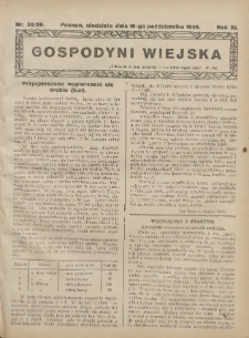 Gospodyni Wiejska: dodatek do &bdquo;Poradnika Gospodarskiego&rdquo; 1926.10.10 R.11 Nr38-39