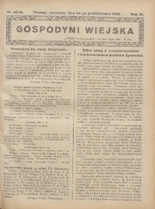 Gospodyni Wiejska: dodatek do &bdquo;Poradnika Gospodarskiego&rdquo; 1926.10.24 R.11 Nr40-41