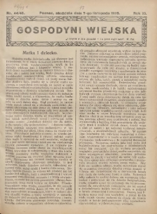 Gospodyni Wiejska: dodatek do &bdquo;Poradnika Gospodarskiego&rdquo; 1926.11.07 R.11 Nr44-45
