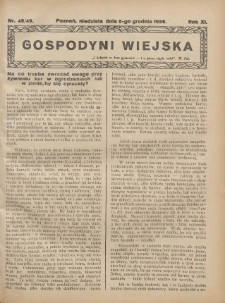 Gospodyni Wiejska: dodatek do &bdquo;Poradnika Gospodarskiego&rdquo; 1926.12.05 R.11 Nr48-49