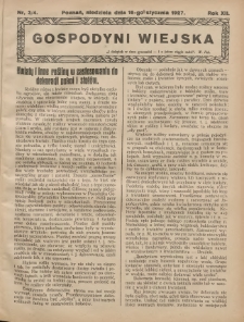 Gospodyni Wiejska: dodatek do &bdquo;Poradnika Gospodarskiego&rdquo; 1927.01.16 R.12 Nr3-4