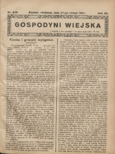Gospodyni Wiejska: dodatek do &bdquo;Poradnika Gospodarskiego&rdquo; 1927.02.27 R.12 Nr9-10