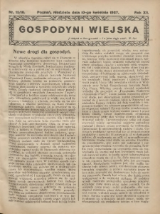 Gospodyni Wiejska: dodatek do &bdquo;Poradnika Gospodarskiego&rdquo; 1927.04.10 R.12 Nr15-16