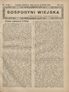 Gospodyni Wiejska: dodatek do &bdquo;Poradnika Gospodarskiego&rdquo; 1927.04.24 R.12 Nr17-18