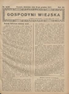 Gospodyni Wiejska: dodatek do &bdquo;Poradnika Gospodarskiego&rdquo; 1927.12.18 R.12 Nr51-52