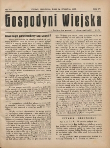 Gospodyni Wiejska: dodatek do &bdquo;Poradnika Gospodarskiego&rdquo; 1930.01.26 R.15 Nr3-4
