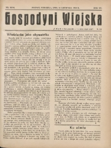 Gospodyni Wiejska: dodatek do &bdquo;Poradnika Gospodarskiego&rdquo; 1930.11.16 R.15 Nr43-44
