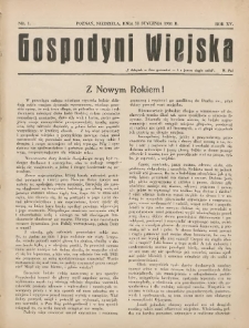 Gospodyni Wiejska: dodatek do &bdquo;Poradnika Gospodarskiego&rdquo; 1931.01.11 R.15 Nr1